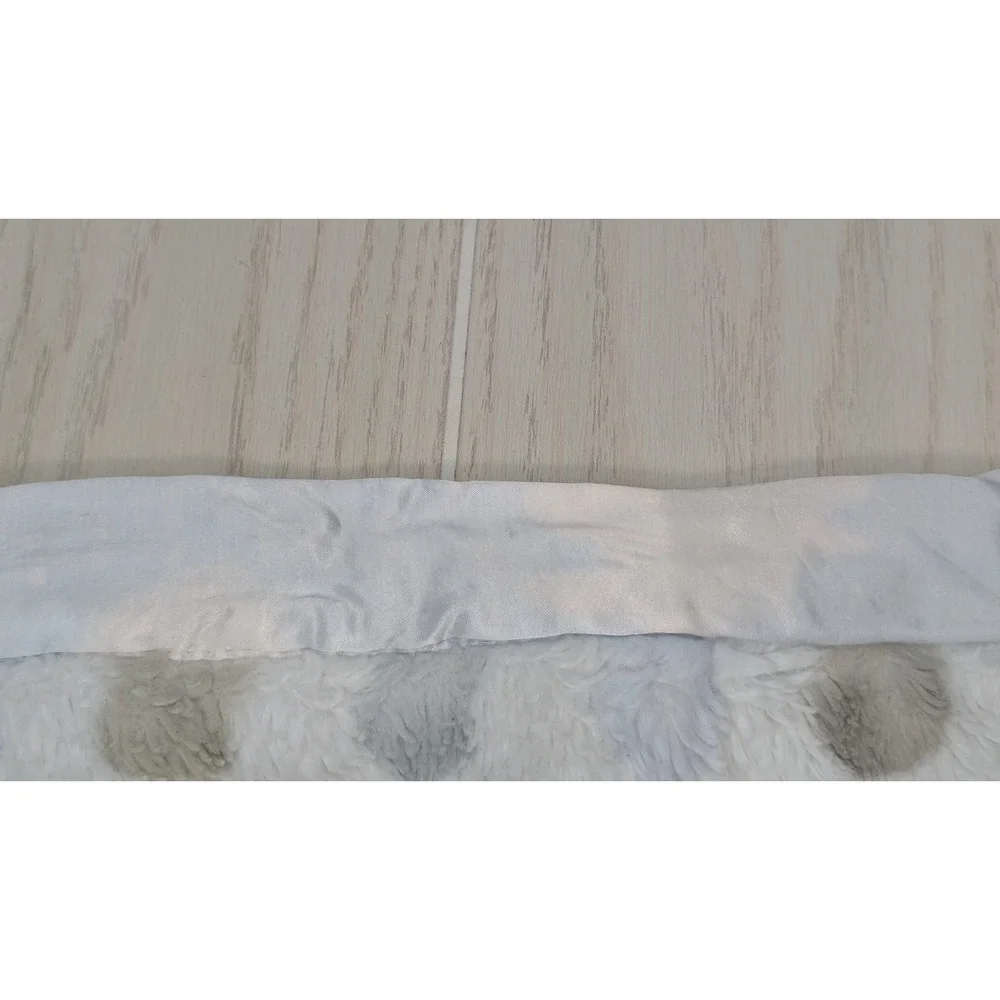 Little Giraffe Small Baby Blanket Blue Gray Tan Polka Dot Satin Trim USED 31x35